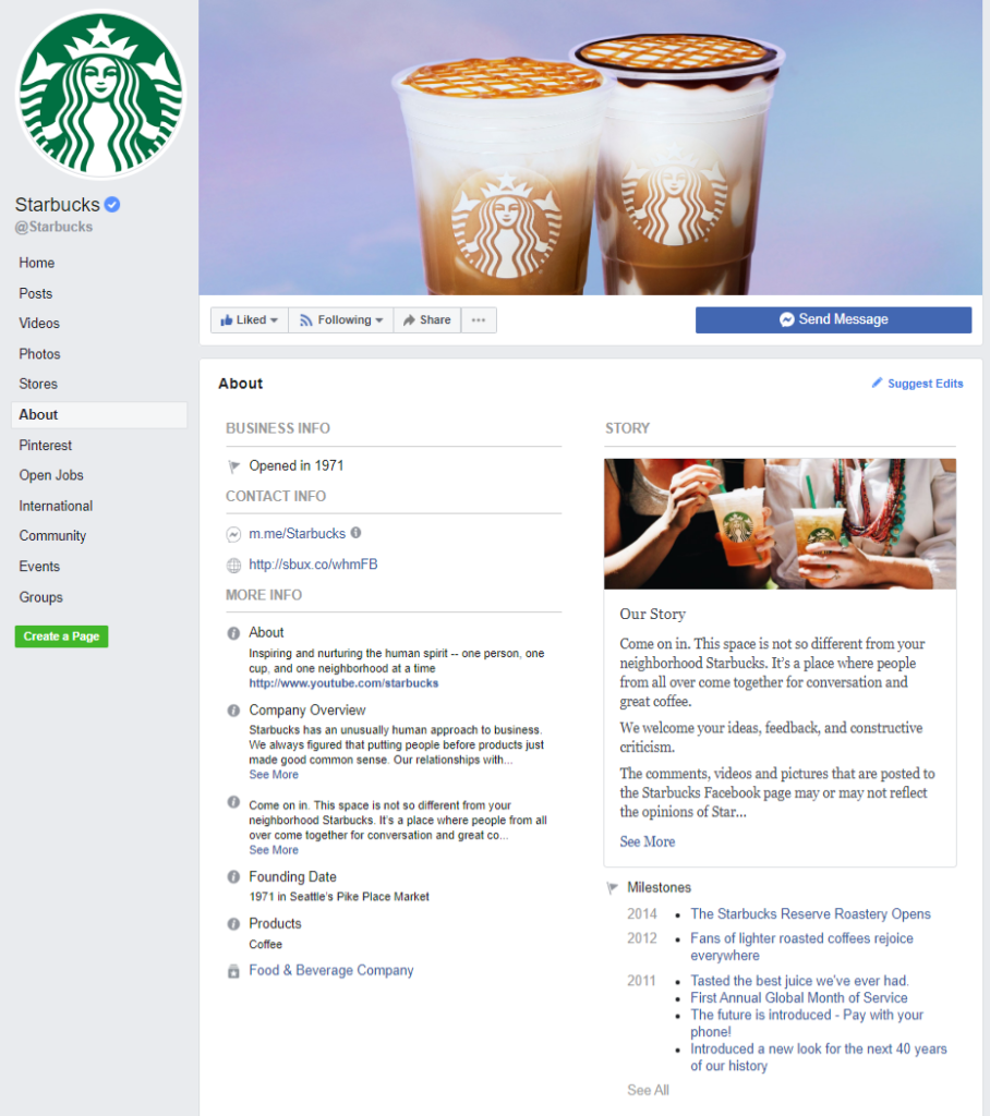 Starbucks FB Page is Optimized- Social Media Brand Presence.png