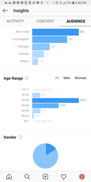 Screenshot of Analytical data from Instagram