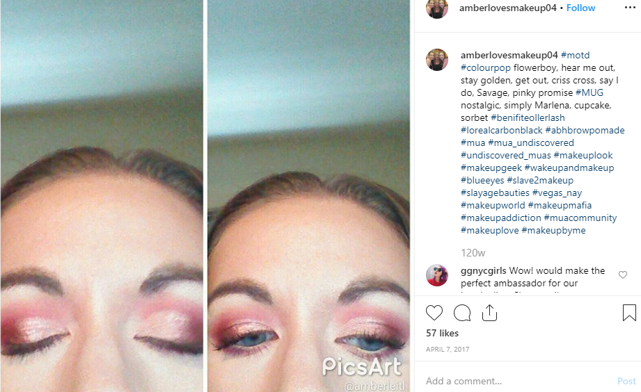 A screenshot of post by @Amberlovesmakeup04 on Instagram.