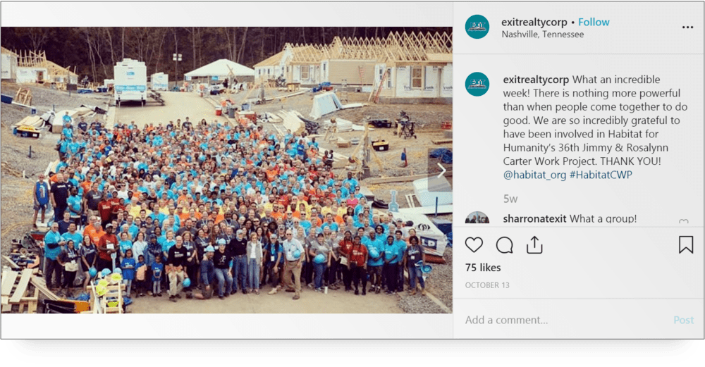 IG post from exitrealtycorp - social media for nonprofits