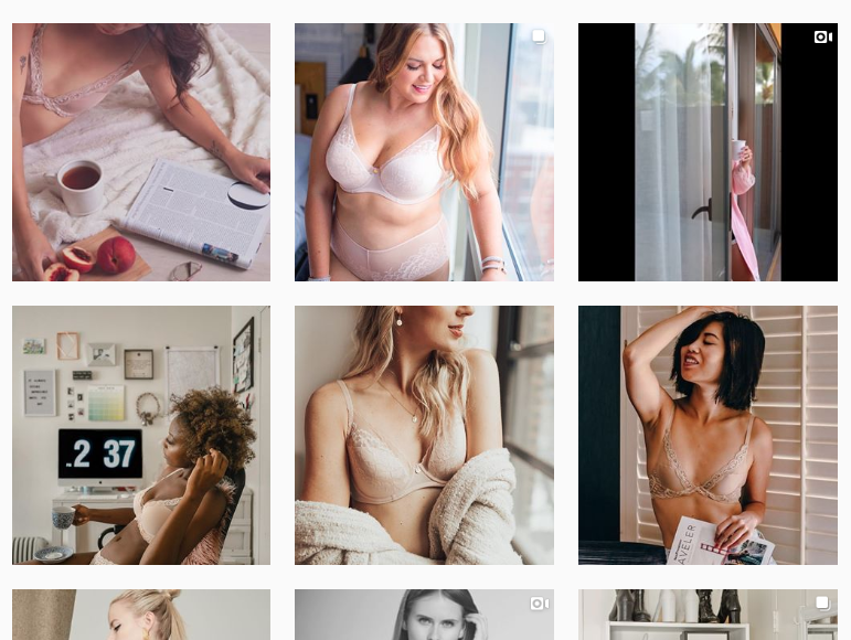 A screenshot of a mix of influencers of different sizes (body shape and audience), ethnicities, and backgrounds posts on Instagram.