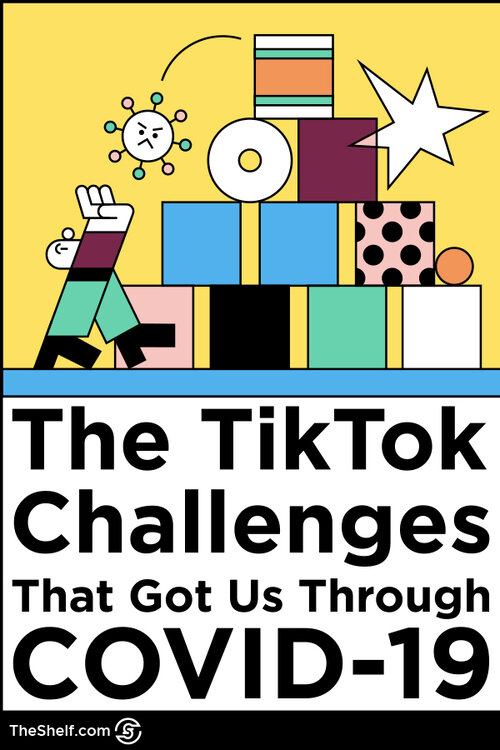 colorful line illustration Pinterest pin for blog post reading TikTok Challenges That Got Us Through COVID-19