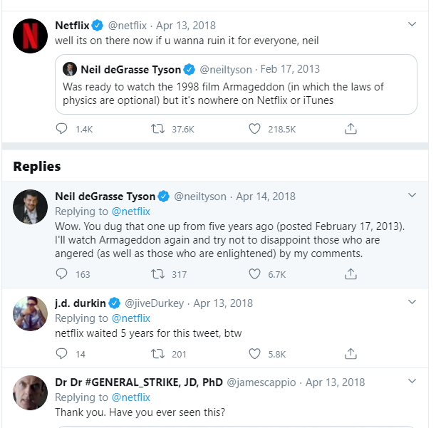 screenshot of netflix on twitter talking smack - Netflix talking like a human.png