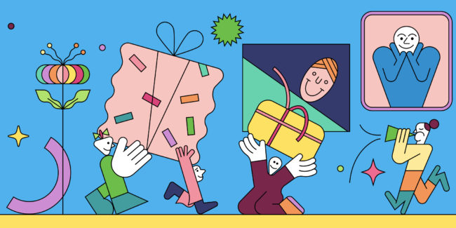 colorful line illustration for article on Father's Day spending and Father's Day facts