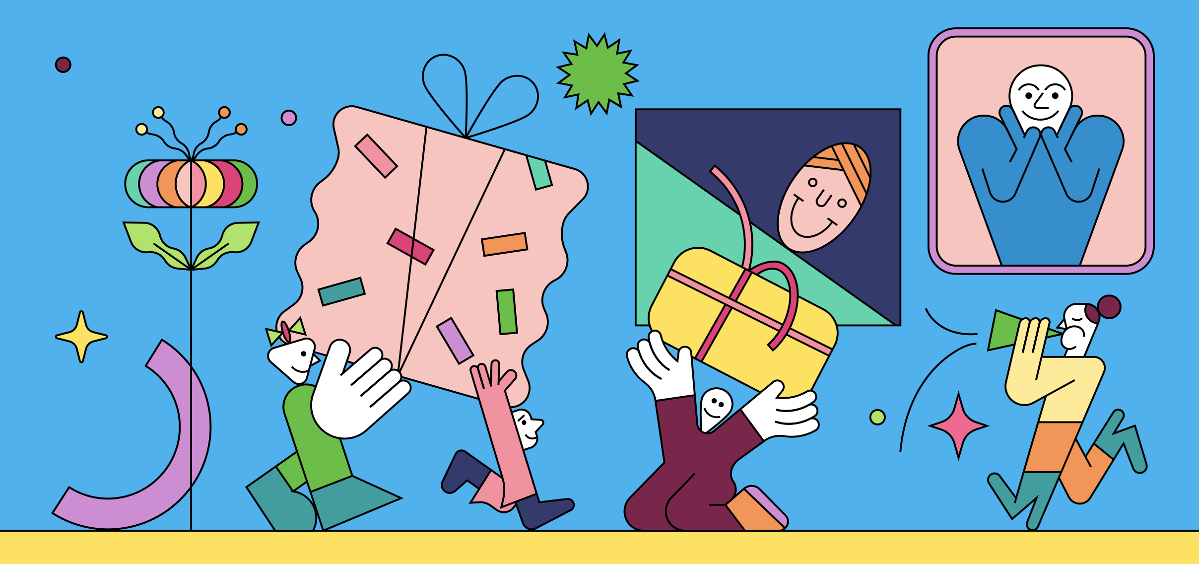 colorful line illustration for article on Father's Day spending and Father's Day facts