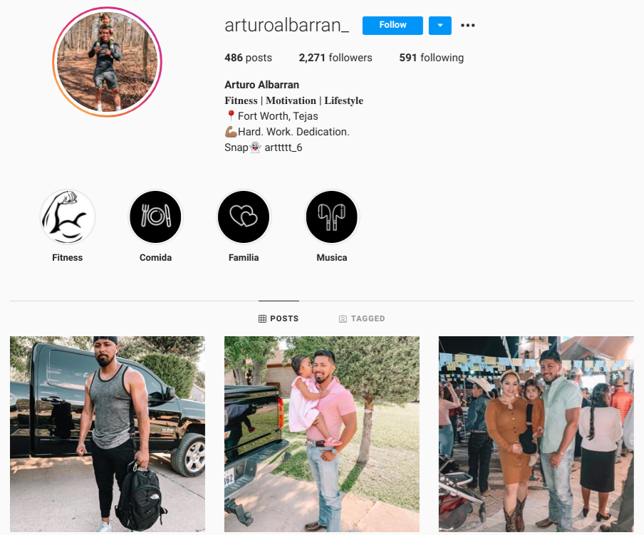 screenshot of IG profile for @arturoalbarran_