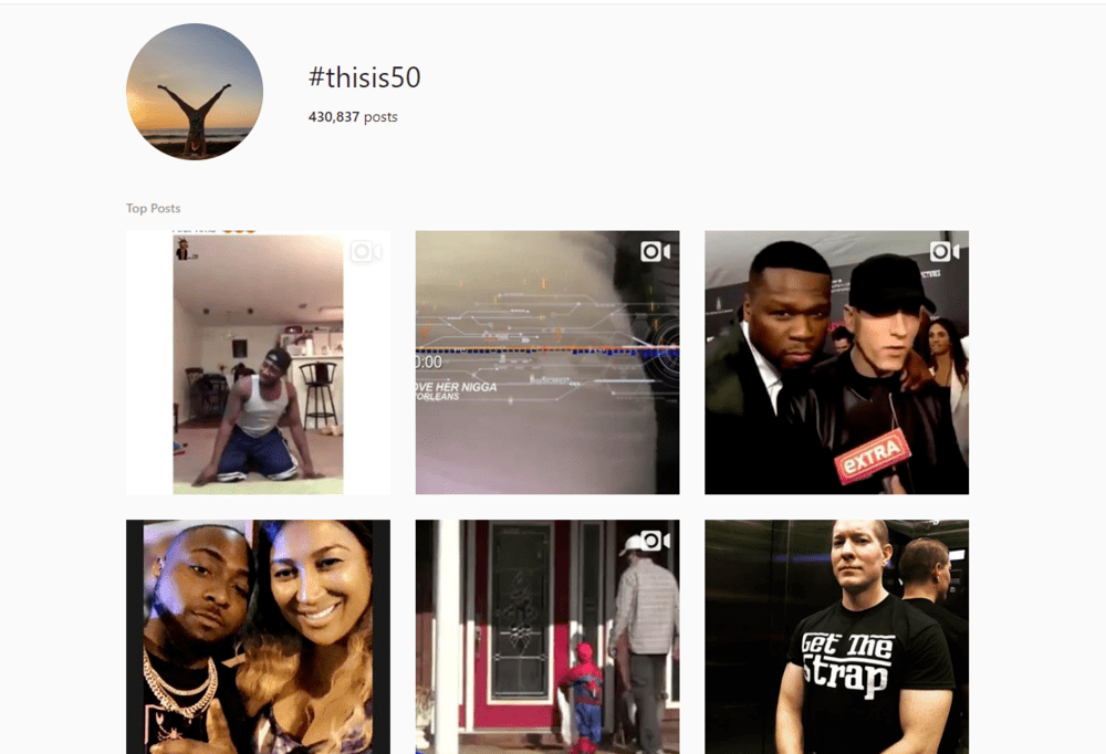 screenshot of #thisif50 on Instagram in 2018 when Power was at its height