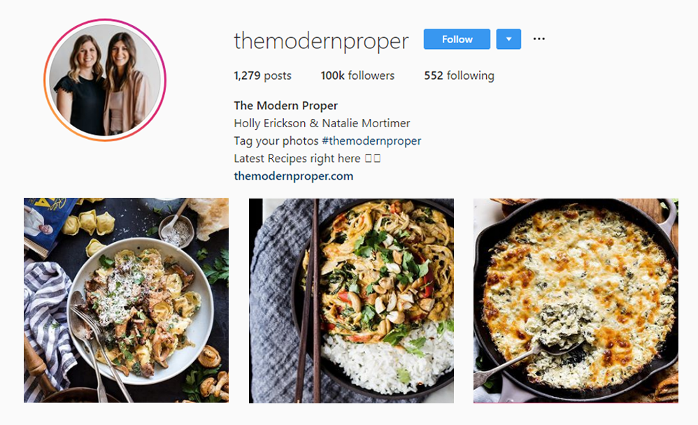 Screenshot of @THEMODERNPROPER handle on Instagram.