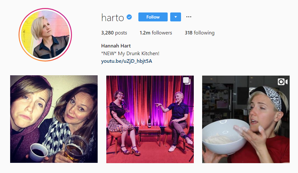 Screenshot of @HARTO handle on Instagram.