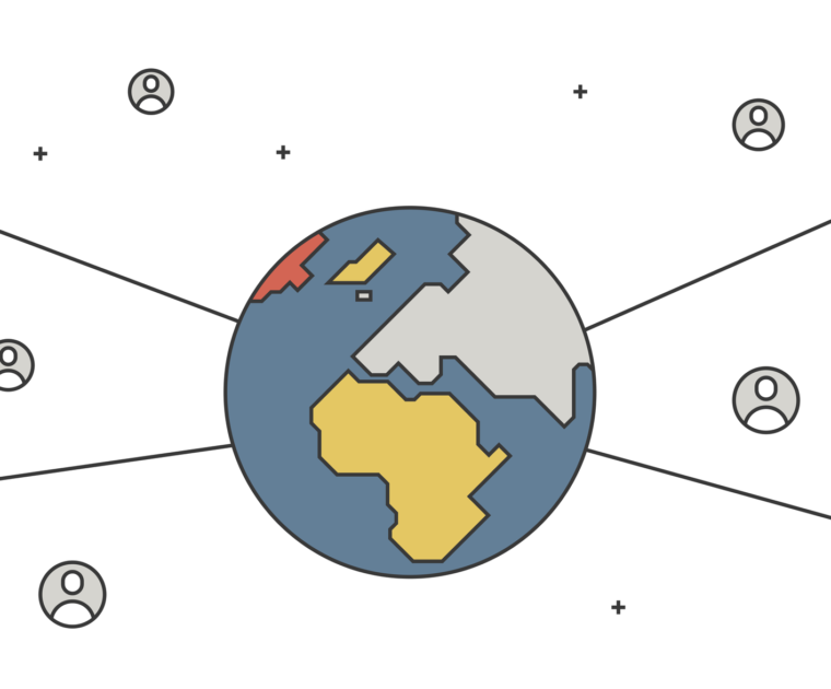 Colorful line illstration of influencers from different spots on the globe