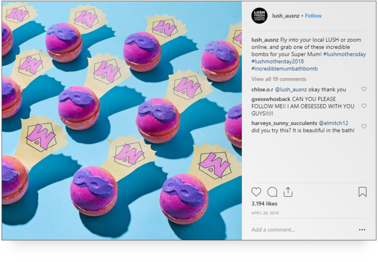 Screenshot of post by lush_ausnz's instagram handle.