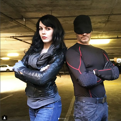 A post from @GENEVIEVEMARIECOSPLAY starring Jessica Jones and Daredevil.