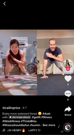 Fitness Carousel Image 1 -  @cailinprice and @darrenjacobsonTikTok Challenge