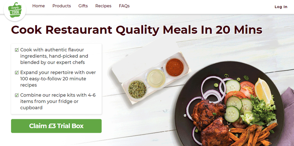 Screengrab of SimplyCook' s website.