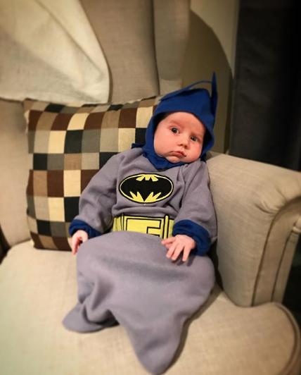 Post from @DADSONIT of a batman suit on Instagram.