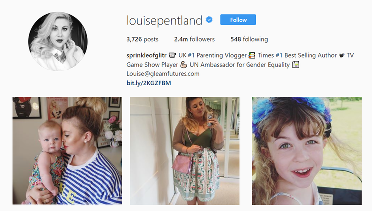  screenshot of @louisepentland Instagram feed