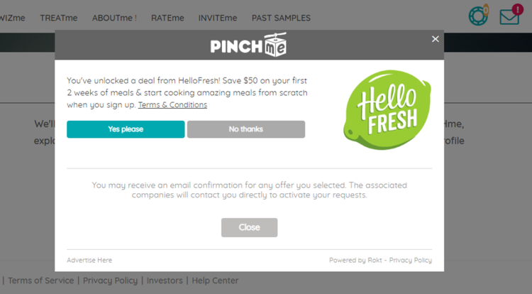 Screengrab of Pinchme.com ' s website.