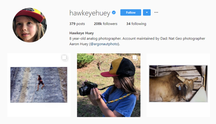 Screenshot of Hawkeye Huey's handle on Instagram.