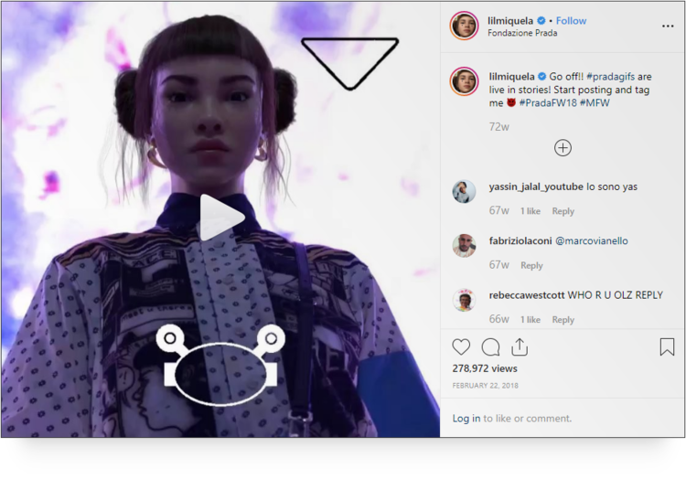 Screenshot of a post from lilmiquela's handle on instagram.