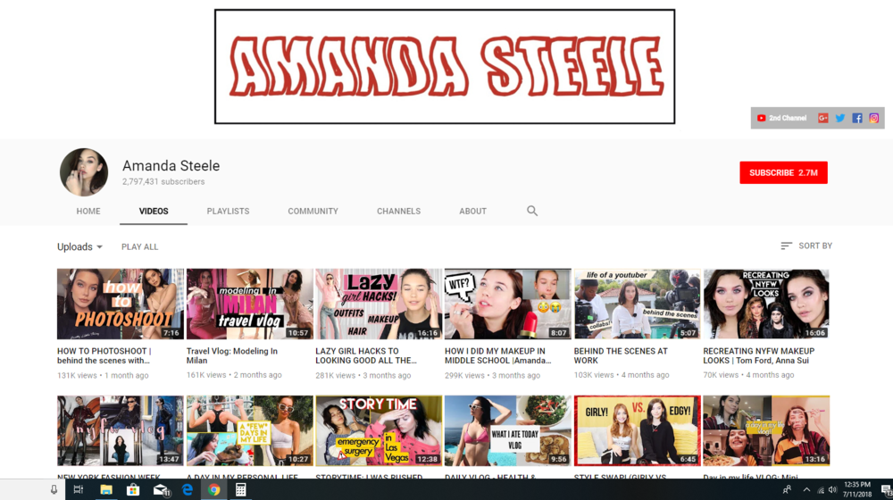 screenshot of INstagram profile of Amanda Steele