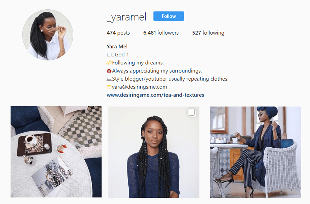 screenshot of African influencer Yara Mel - @_yaramel - MOZAMBIQUE
