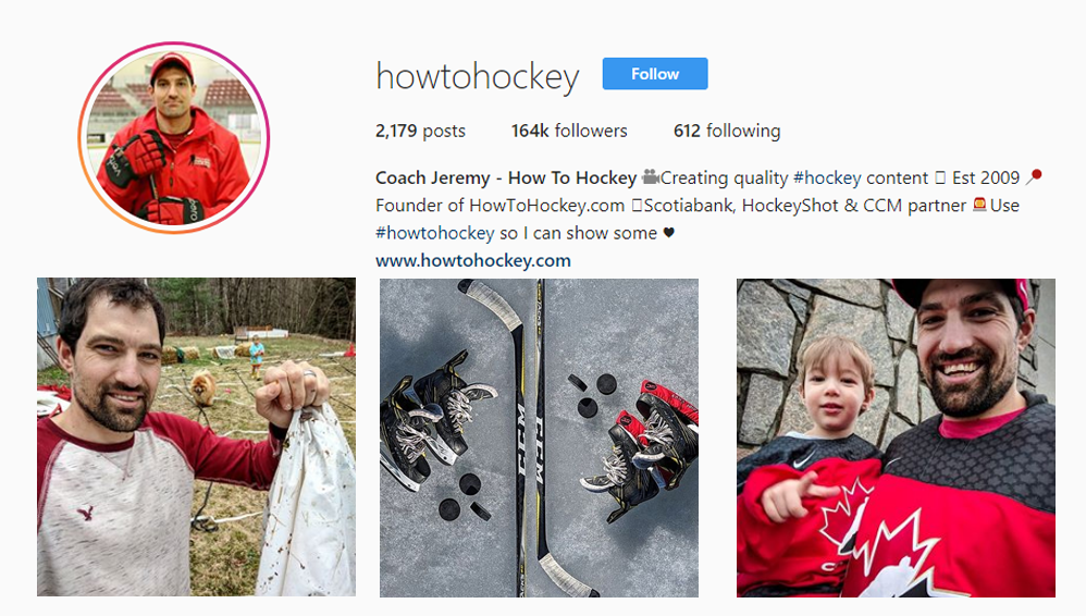 screenshot of the Instagram profile of  @howtohockey - Ontario