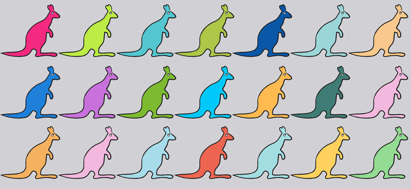 colorful illustration of kangaroo icons