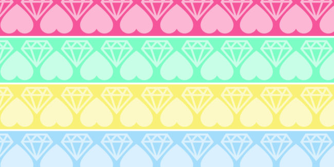 illustrated grid of heart and diamond icons