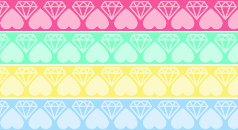 illustrated grid of heart and diamond icons