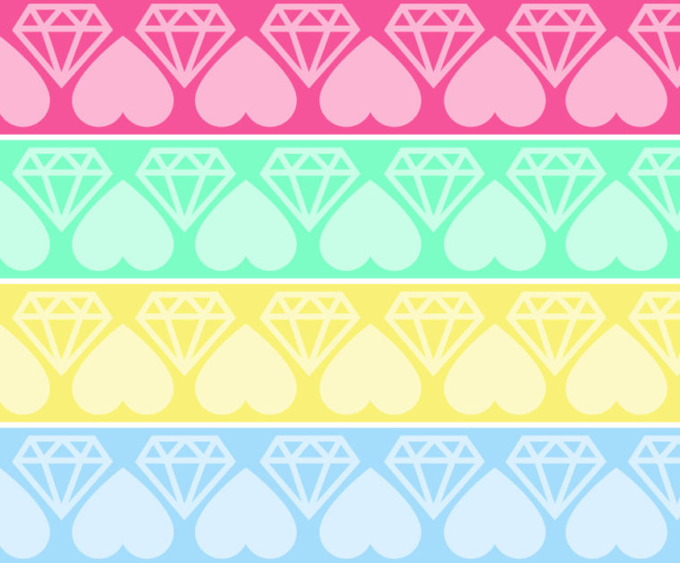 illustrated grid of heart and diamond icons