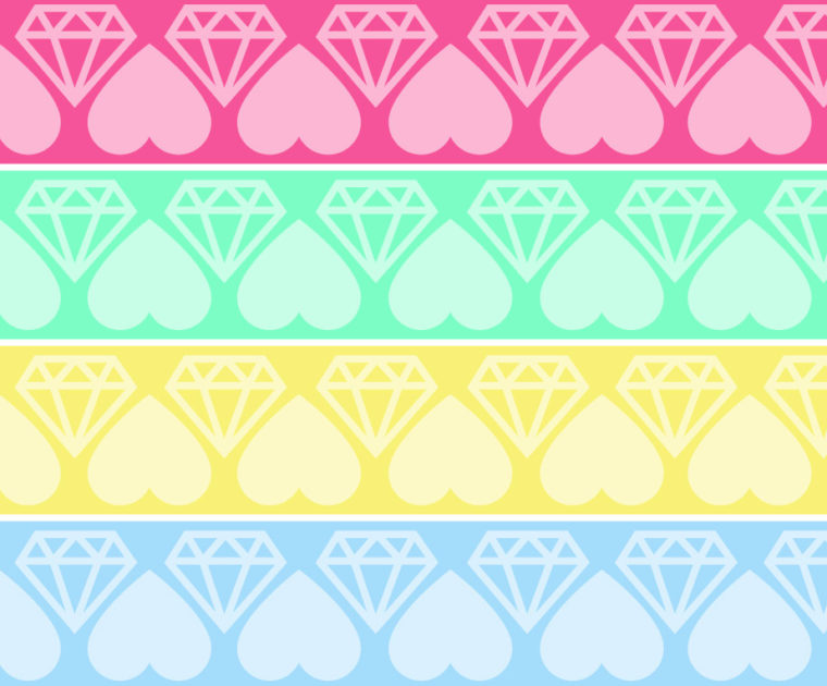 illustrated grid of heart and diamond icons
