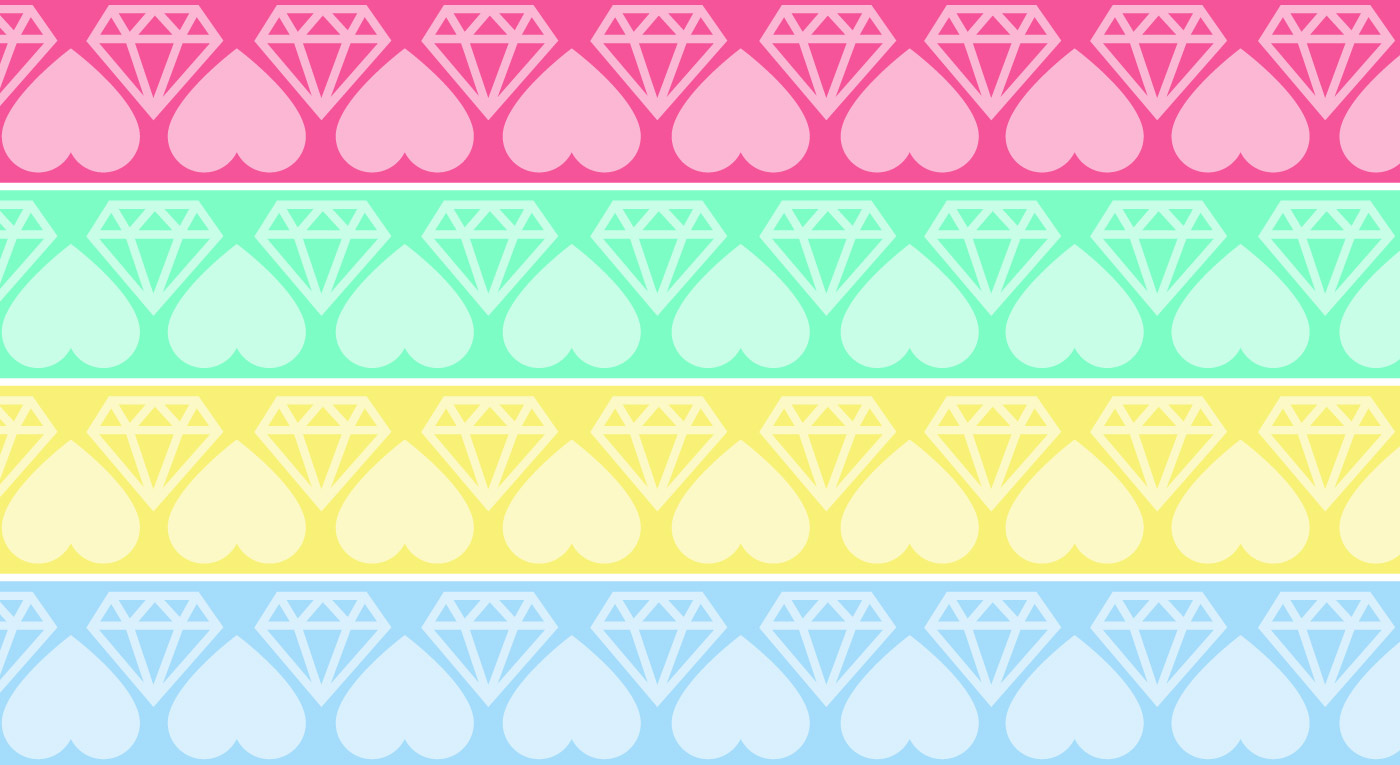 illustrated grid of heart and diamond icons