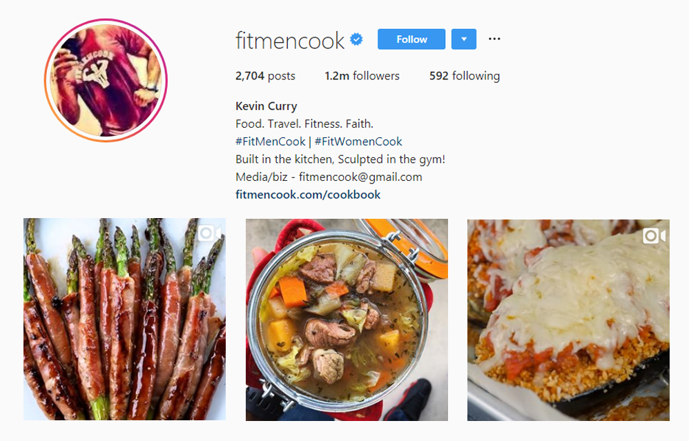 Screenshot of @FITMENCOOK handle on Instagram.