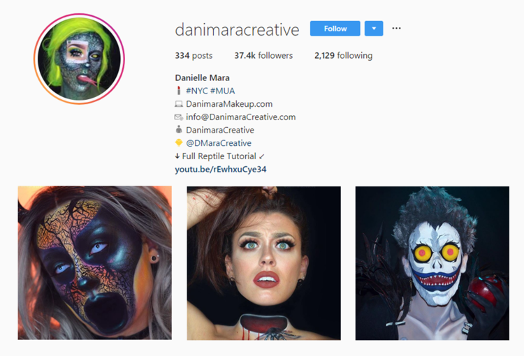 Halloween makeup looks by @danimaracreative - 3 pics from her Instagram profile