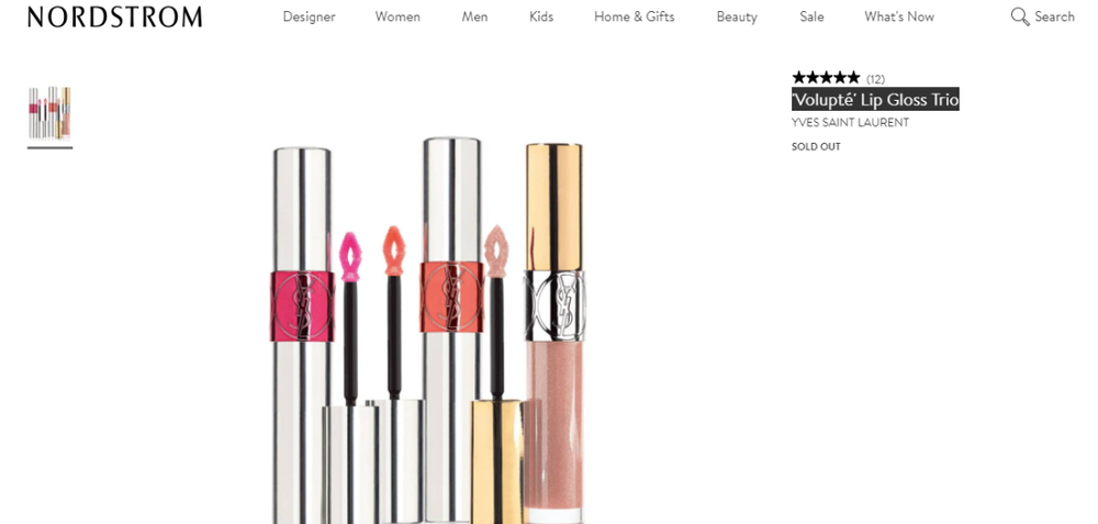 Screenshot from Nordstrom website.