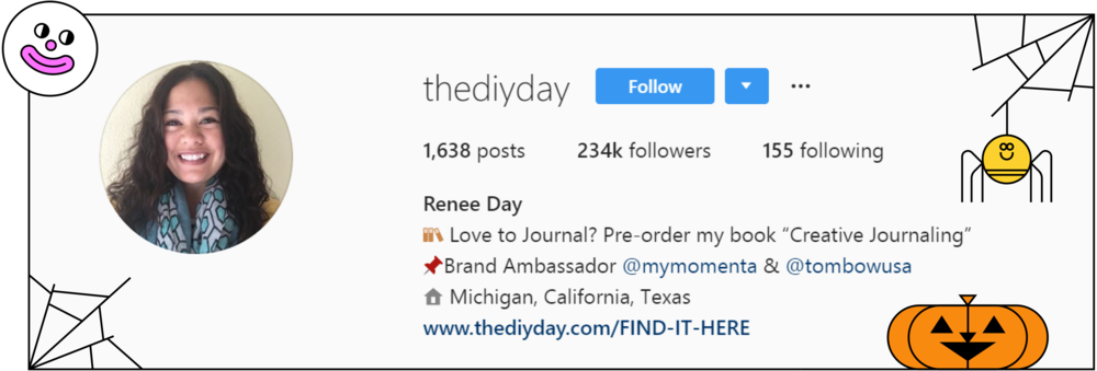 A screenshot of the description of @thediyday profile on Instagram.