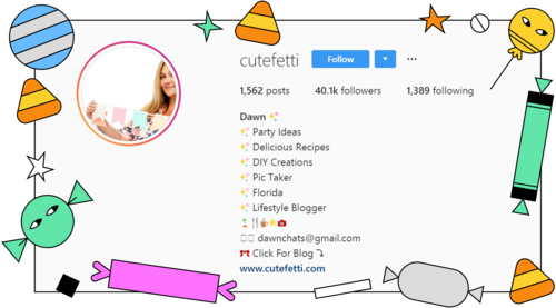 A screenshot of the description of @cutefetti profile on Instagram.