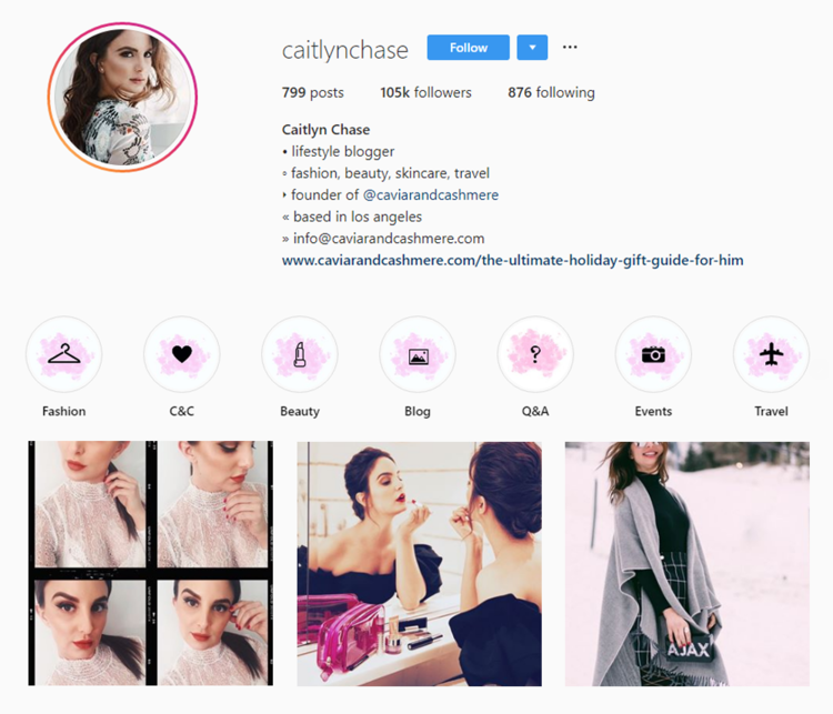  Screenshot of CaitlynChase's handle on Instagram.