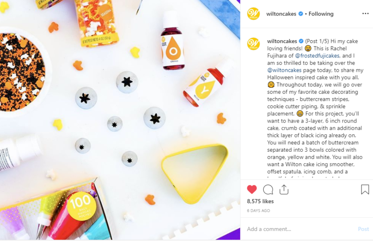 Slideshow of Screenshot of posts from Wilton Cakes's Instagram Handle.