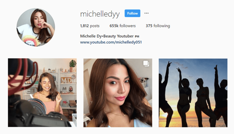 screenshot of Instagram profile of @MICHELLEDYY - Philippines