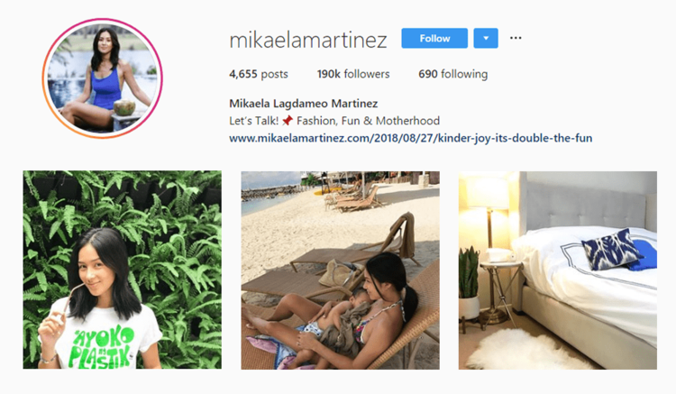  screenshot of Instagram profile of @MIKAELAMARTINEZ - PHILIPPINES