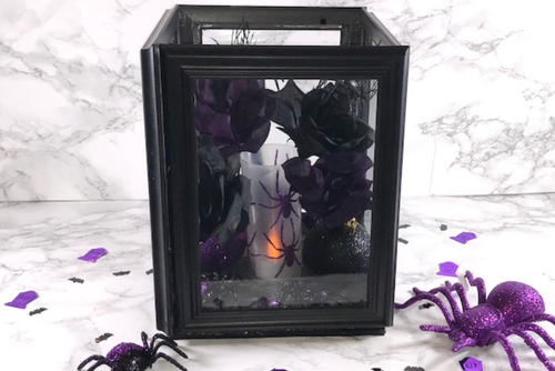An image of a halloween decorated lantern.