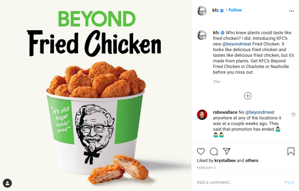 plant-based industry KFC Beyond Fried Chicken picture