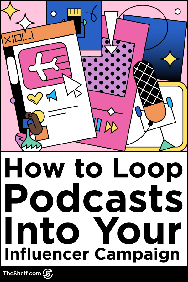 colorful line illustration - podcast influencer marketing theme