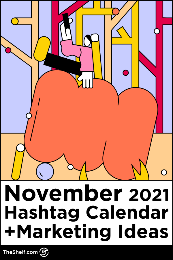 colorful line illustration title November 2021 Social Media Calendar
