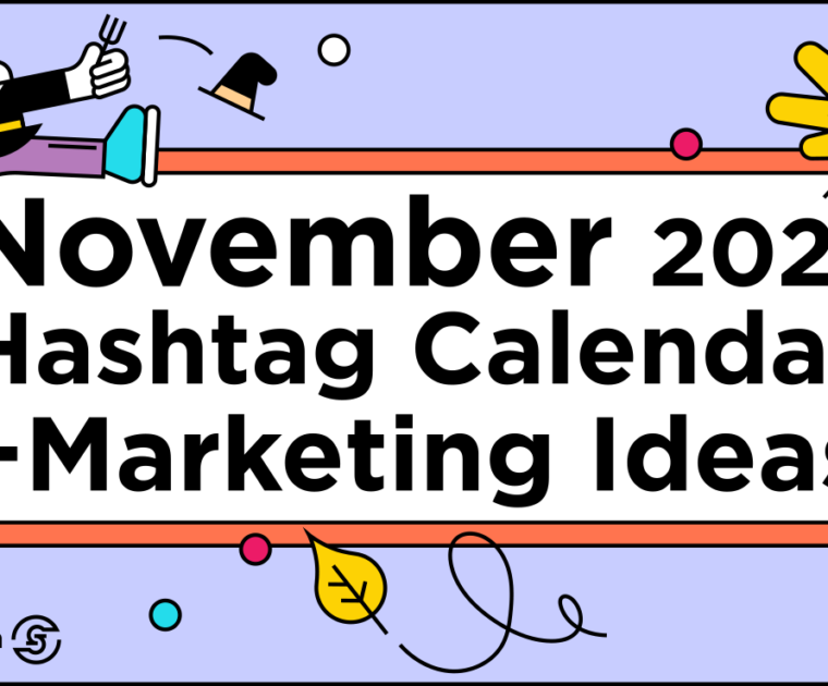 colorful line illustration title November 2021 Social Media Calendar