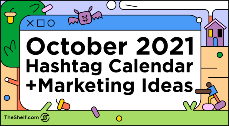 colorful line illustration title October 2021 Social Media Calendar