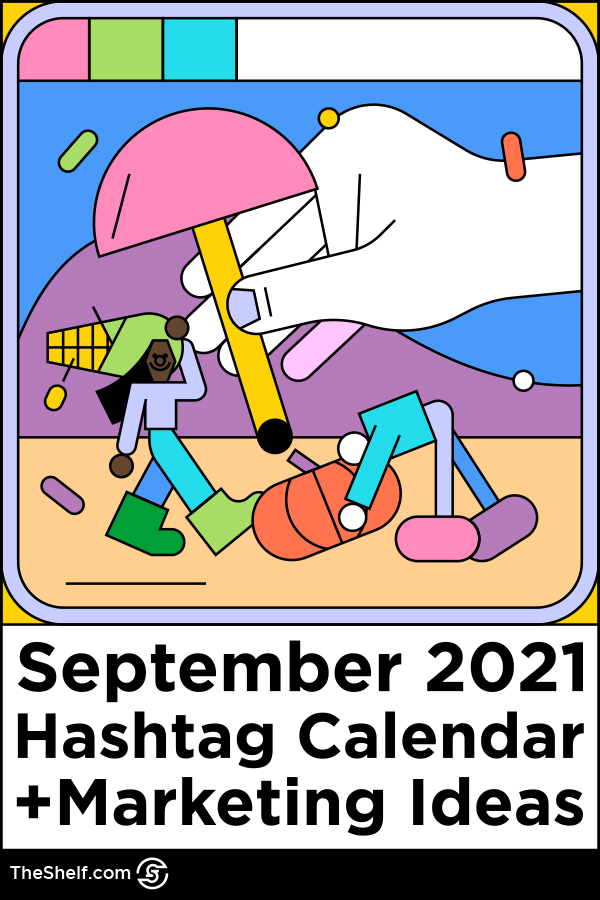 line illusration for September 2021 social media calendar - pinterest pin