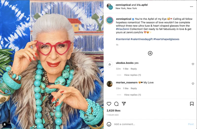Iris Apfel Instagram post - influencer marketing strategies