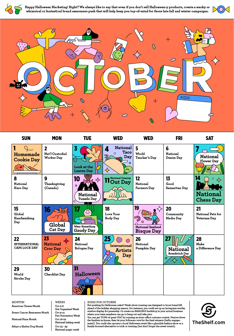 October 2023 Social Media Calendar • The Shelf Influencer Marketing